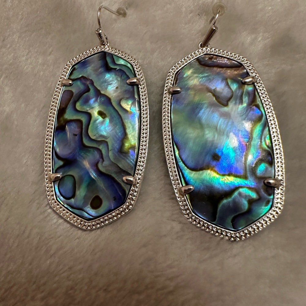 Blue and Silver Dangling Earrings with Iridescent Gemstones